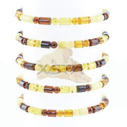Mix amber bracelet barrels round beads